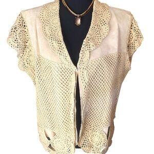 Jessica London Cream Crochet Vest L XL